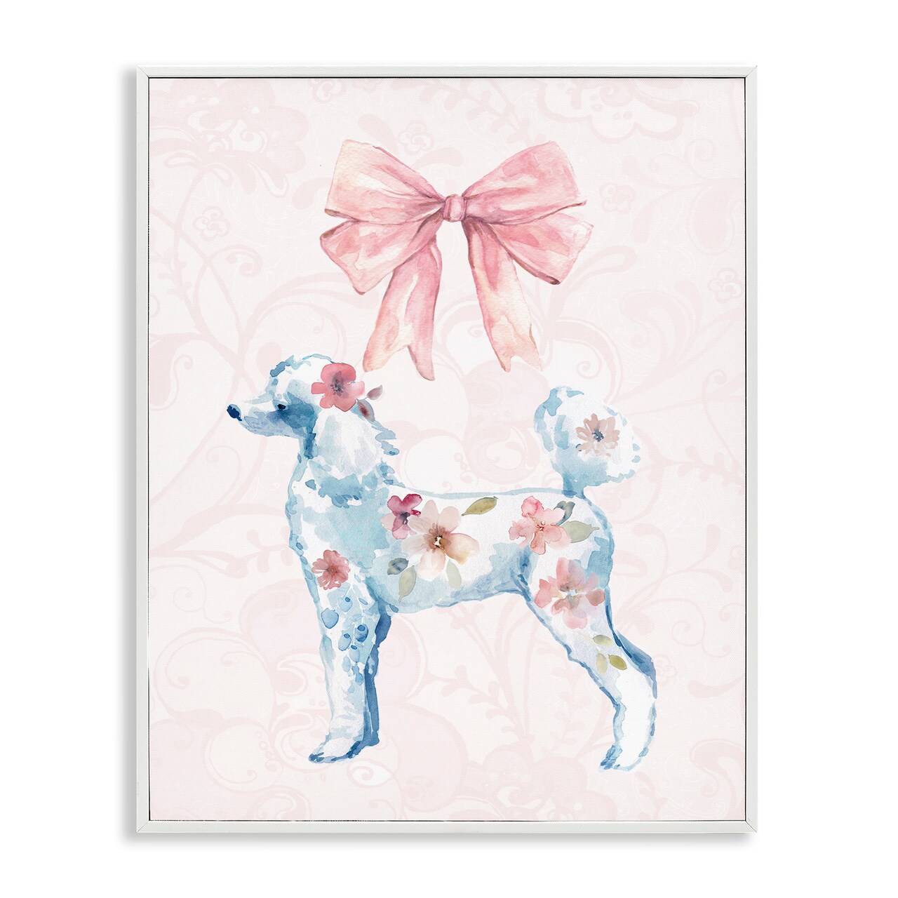 Stupell Industries Pastel Floral Dog Framed Giclee Design by Carol Robinson